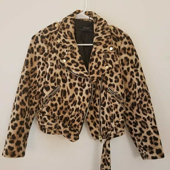 Zara leopard biker jacket Clearance
